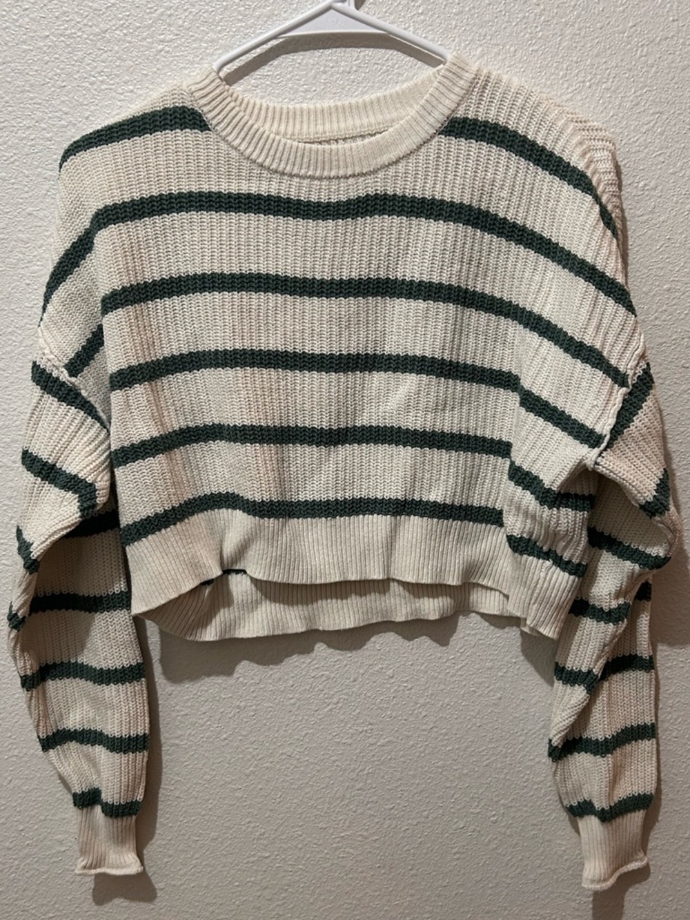 Striped Cropped Crewneck Sweater